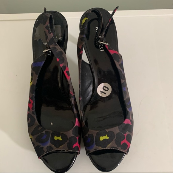 Nine West women’s multicolor animal print platform 4 inch heel size 10 - Picture 1 of 7